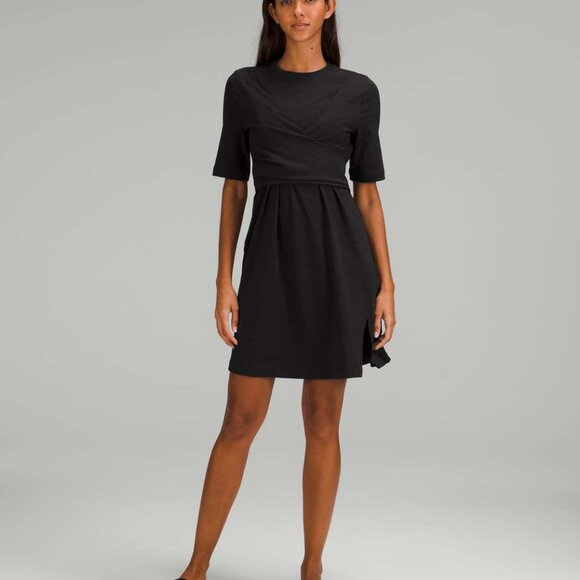 lululemon athletica Dresses & Skirts - Lululemon | Cotton Wrap Front T-Shirt Dress | Size 4 |  Black